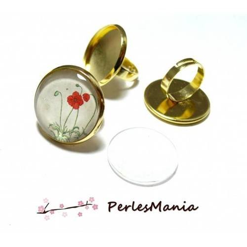20 pièces: 10 supports bagues 18mm or id 9540 et 10 cabochons, diy