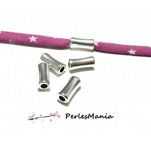 20 perles intercalaire tube ref 118 argent platine 12mm
