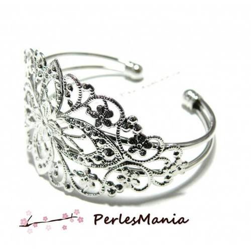 4 support bracelet 'filigrane' argent platine '