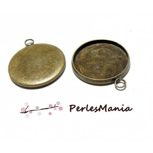 10 support de pendentif qualite attache ronde 20mm bronze