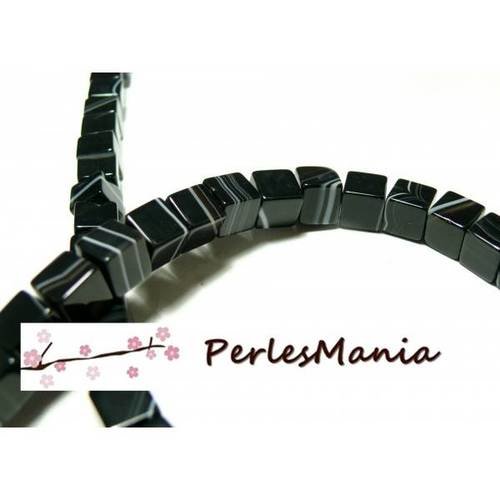 2 perles cubes sardonyx du bresil 8mm noir, diy