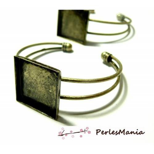 1 support de bracelet carre 25mm bronze pour collage digitale