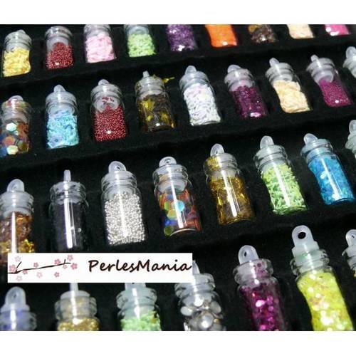 12 mini flacons fioles micro bille, strass, paillette nail art, diy
