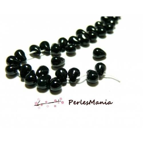 20 perles de verre mini goutte noire 7 par 4 mm, diy