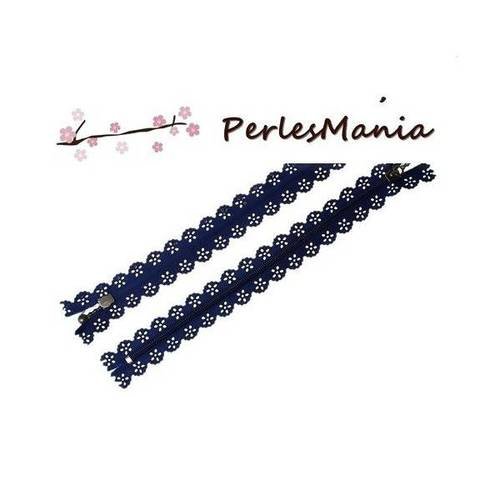 5 fermetures eclair dentelle avec zipper bronze bleu fonce 20mm, diy