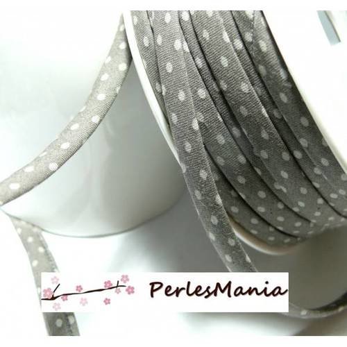 1 m ruban cordon spaghetti petit pois 7mm ref ffcollection 201 pois gris ficelle
