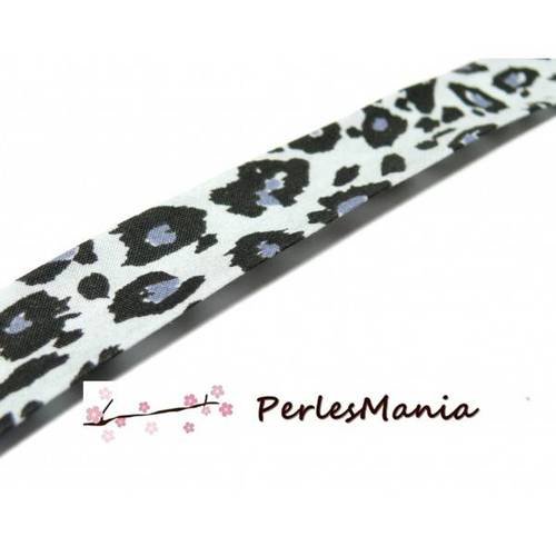 3 mètres ruban biais liberty 18mm urban wild couleur 8 guepard gris bleu, diy