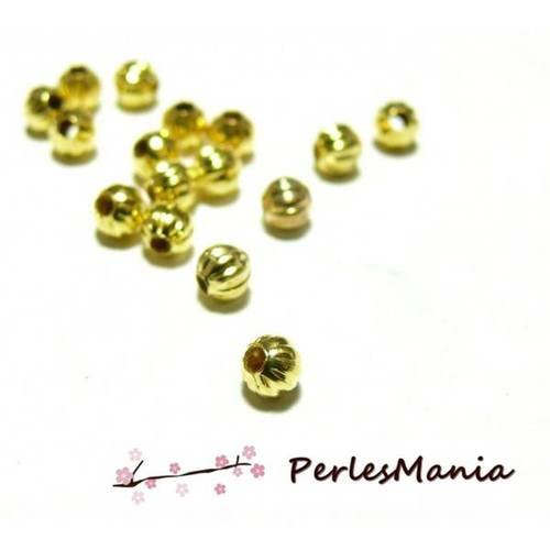 100 perles intercalaire ronde stries 3.5mm ref15 dore, diy