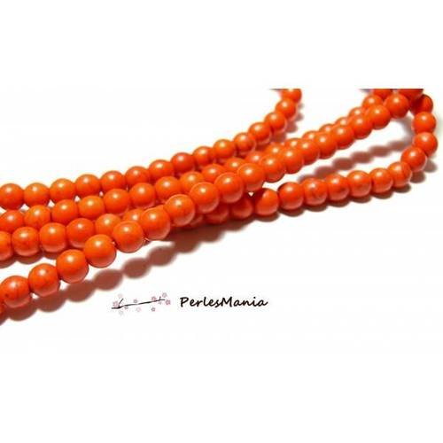 1 fil d'environ 67 perles turquoise reconstituées orange rondes 6mm