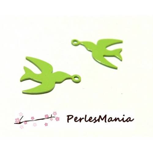 4 estampes pendentif vert pistache oiseau 12 mm, diy