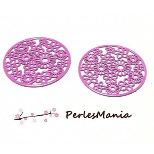 4 estampes filigrane rose fuschia multi fleurs de 20 mm, diy