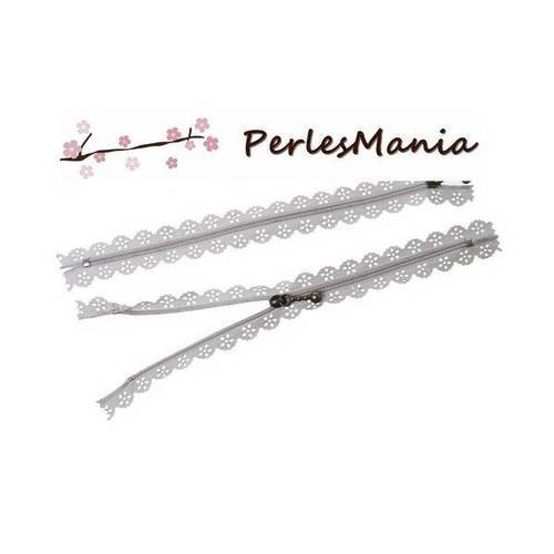 5 fermetures eclair dentelle avec zipper bronze gris 20cm, diy