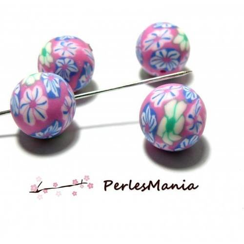 10 perles de fimo flower power ref h212y14d en 14mm, diy