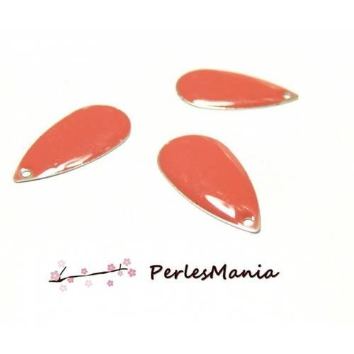 5 sequins emailles forme goutte d'eau rose corail 21mm, diy