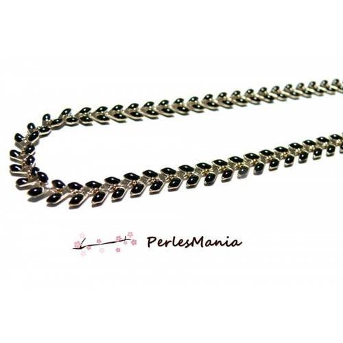 20 cm chaine chevron épi émaillée en métal dore et émail noire, diy