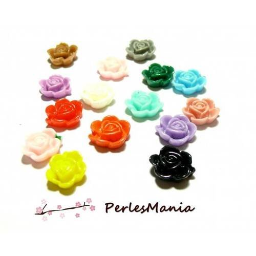 Offre speciale: 40 cabochons résine ref hr025 fleur mulit color 14 par 6mm