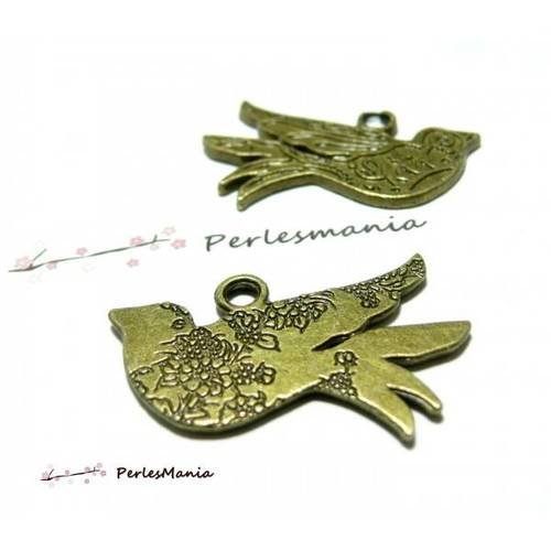 10 pendentif oiseau biface duo de motif bronze, diy