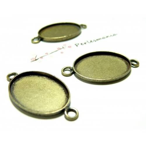 10 support connecteur ovale qualite bronze 18 par 25mm id23551