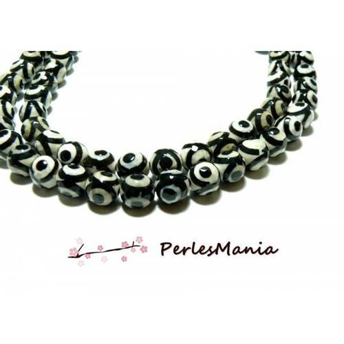 Lot 10 pieces perles ronde facetée agate tibetaine 8mm modèle a, diy