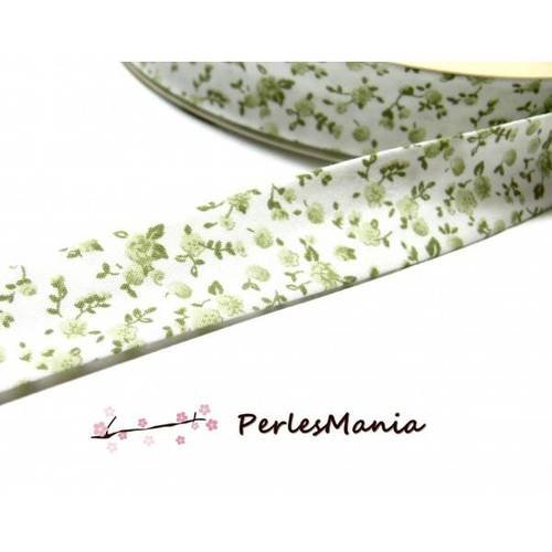 1m ruban biais liberty 18mm fleur 7600 couleur vert 63 , diy