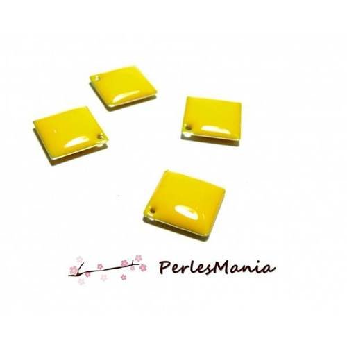 6 sequins médaillons émaillés biface carre 12mm jaune , diy