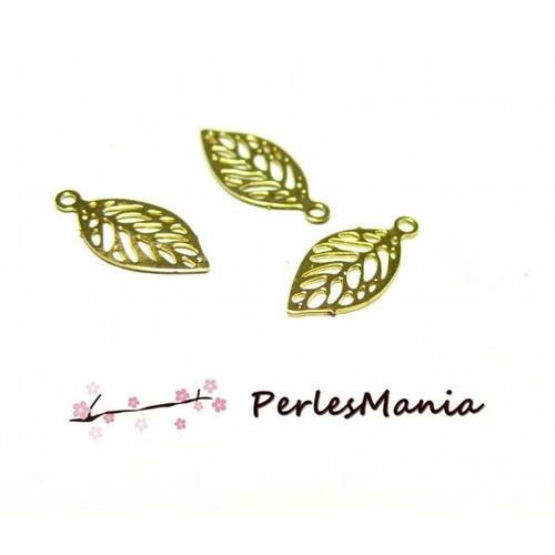 10 estampes filigrane pendentif mini feuille 10 mm dore, diy