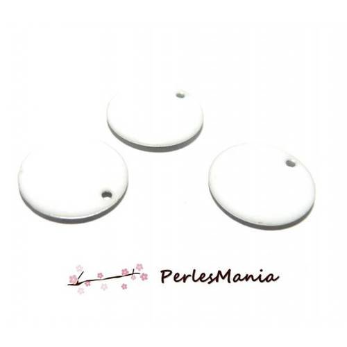 20 sequins médaillons émaillés biface rond 10mm blanc, diy