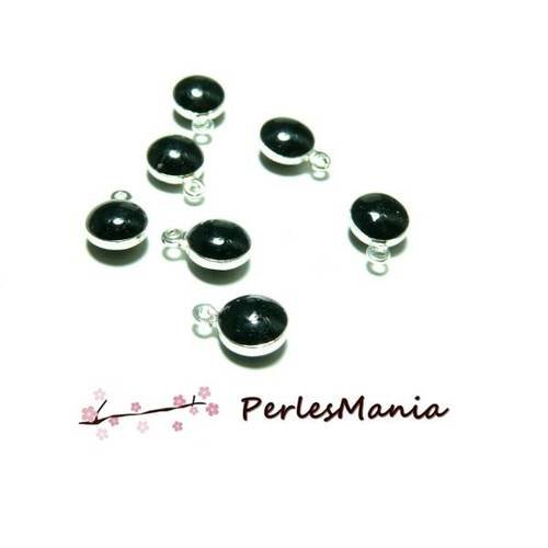 5 sequins médaillons émaillés biface rond 3d 7mm noir ref 43 , diy