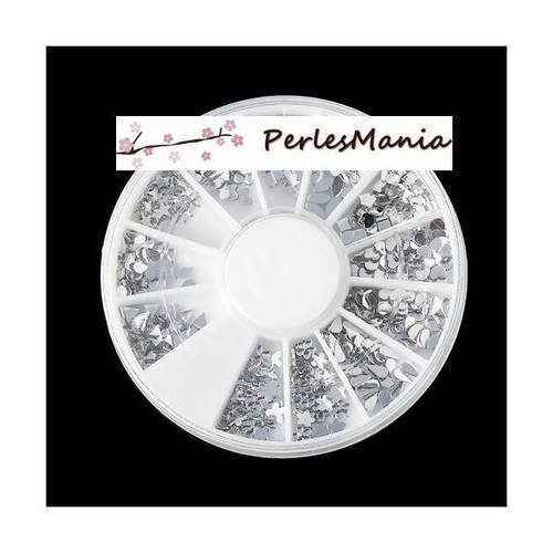 Boite de 240 strass ongles nail art ton argent s69699, diy