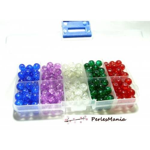 Les essentiels: boite de 200 perles verre craquelees 8mm hx411