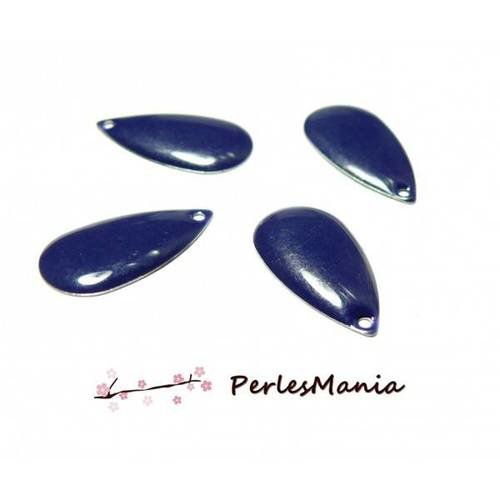 5 sequins emailles forme goutte d'eau bleu nuit 21mm, diy