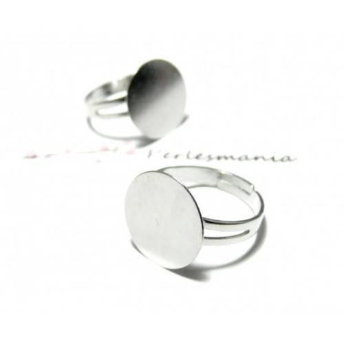 2 supports de bague plateau double 15 mm qualite argent platine