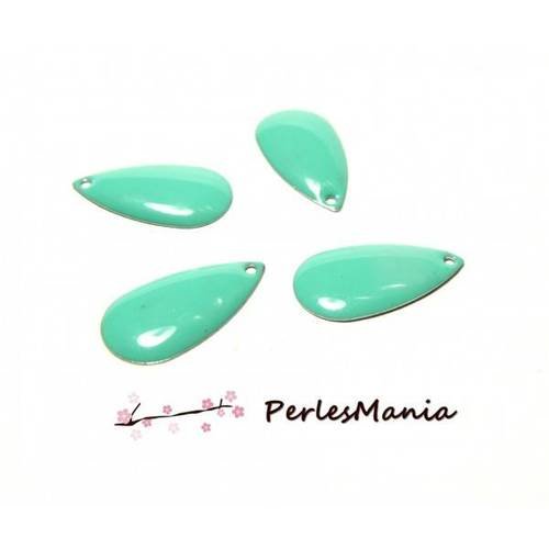 5 sequins emailles forme goutte d'eau vert d eau 21mm, diy