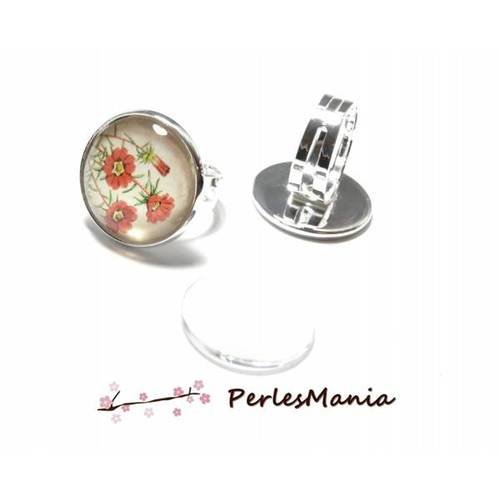 20 pièces: 10 bagues double qualité ronde 20mm argent vif et 10 cabochons