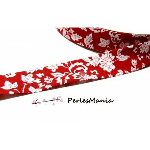 1m ruban biais liberty 18mm fleur fantasia 7600 couleur rouge 346 , diy