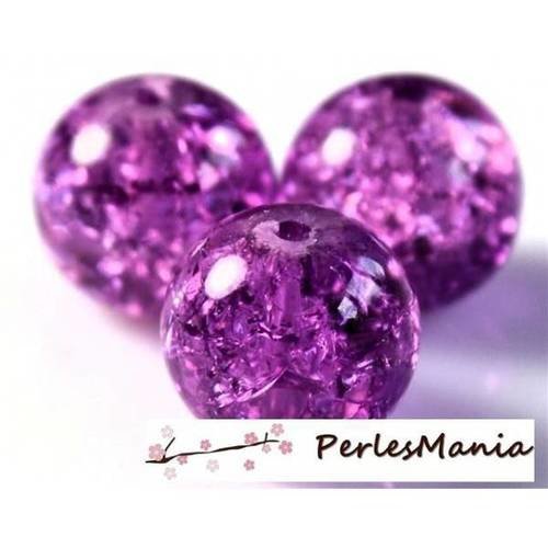 1 fil d'environ 200 perles ronde en verre craquele 4mm violet couleur 12, diy
