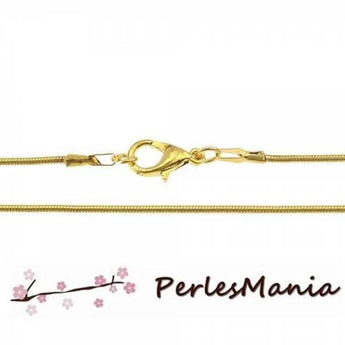 Apprêt bijoux 1 collier chaine serpent 1mm or vif avec fermoir