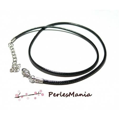 2 colliers corde noire avec fermoirs et chaine de confort en titanium diamètre 1.5mm ref 150