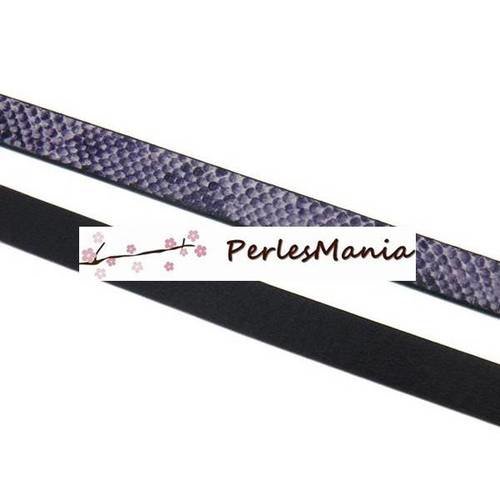 1m de cordon plat cuir imitation serpent violet 10mm