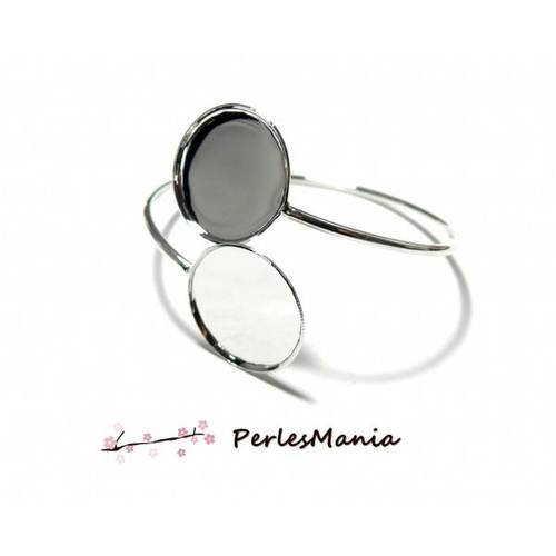 1 support de bracelet 20mm argent platine double ref 34350, diy