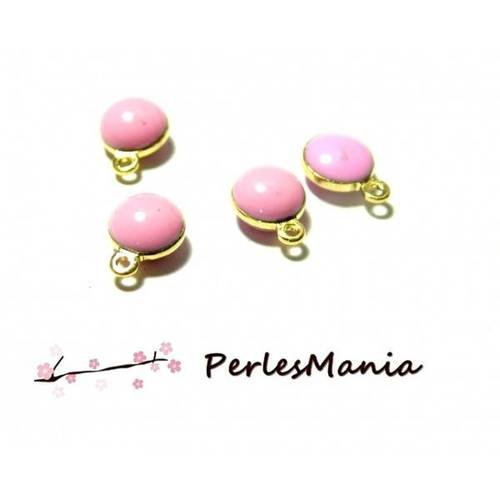 20 sequins médaillons émaillés biface rond dore 3d 7mm rose ref 13 , diy
