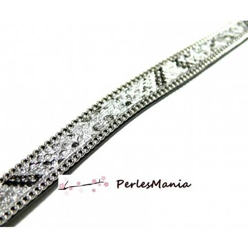Environ 1m de cordon plat avec chaine argent serpent argente 11 mm ref3