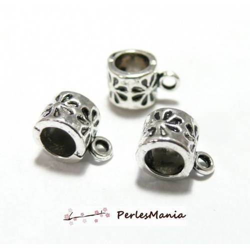 Pax: environ 125 bélières petites fleur 2n7734 vieil argent, diy