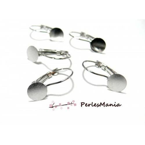 10 boucle d'oreille dormeuses simple plateau 6mm argent vif qualité h11797