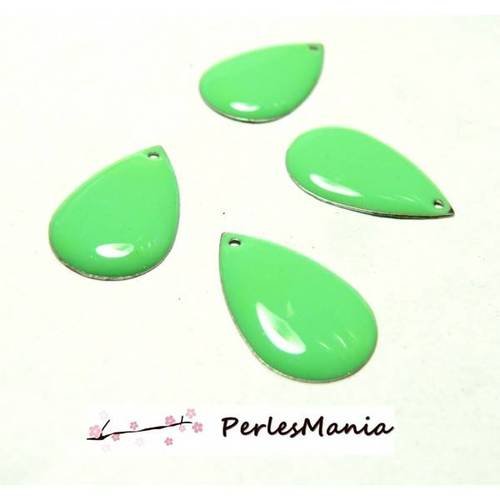 5 sequins emailles forme goutte d'eau vert pastel 22mm ao81, diy