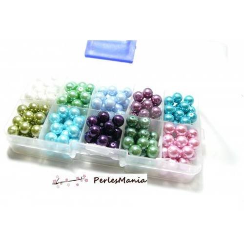 Les essentiels: boite de 230 perles verre nacre 8mm px4801