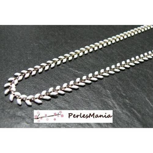 50cm chaine chevron épi émaillée en métal dore et émail blanc ref2, diy