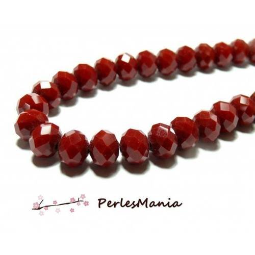 1 fil d'environ 138 perles rondelles verre facettée rouge fonce 4 par 3mm couleur 18