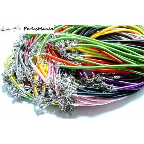 10 colliers ras de cou en soie tissee multicolor 3mm, h11s005 diy
