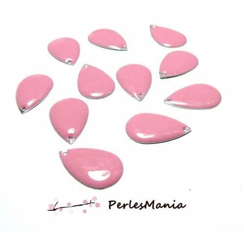 20 sequins emailles forme goutte rose ao27 22mm , diy